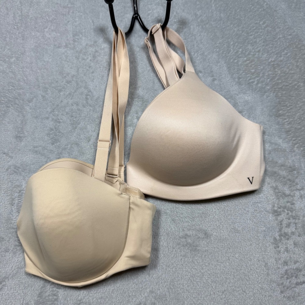 Beige Nylon Victoria's Secret & Ambrielle Demi Strapless Bras 34D M/L Intimates